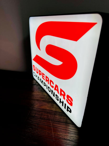 Supercars - Bright Red & White Light Up Artwork / LED Wall Art / Display