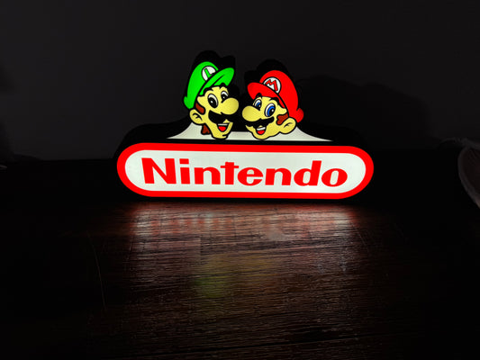 Mario & Luigi Nintendo Logo LED Display - The Ultimate Gaming Duo! 🍄