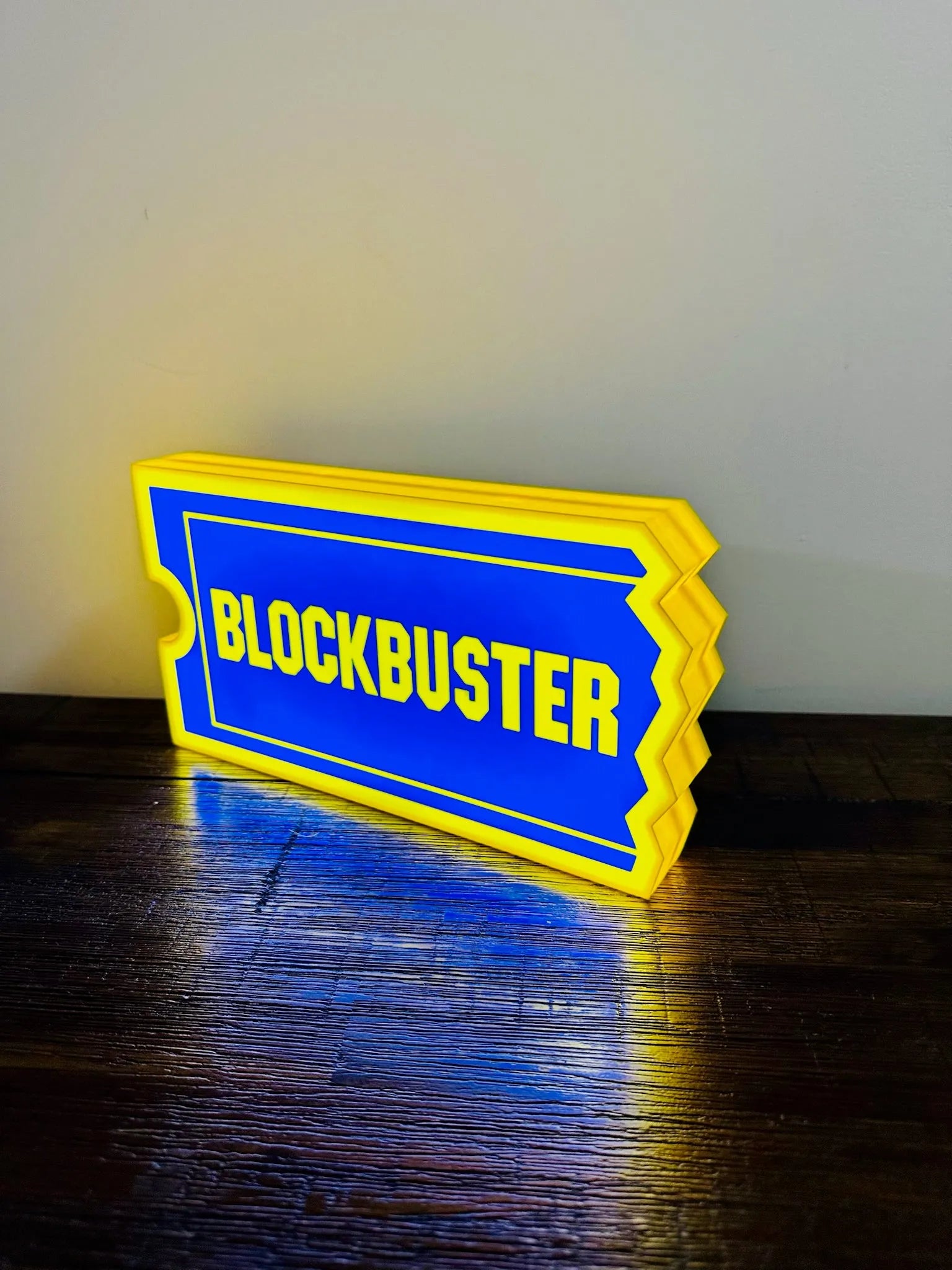Block Buster Logo - Brilliant Blue & Yellow - USB powered Night Light / Wall Art - Michael's 3D World