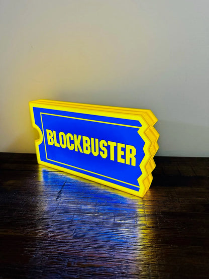 Block Buster Logo - Brilliant Blue & Yellow - USB powered Night Light / Wall Art - Michael's 3D World