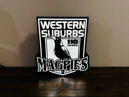 Western Suburbs Magpies - 100 Years - Team Logo - Light Box / Night Light