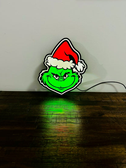 Grinning Grinch Christmas Light Up Decoration / Wall Art - USB Powered