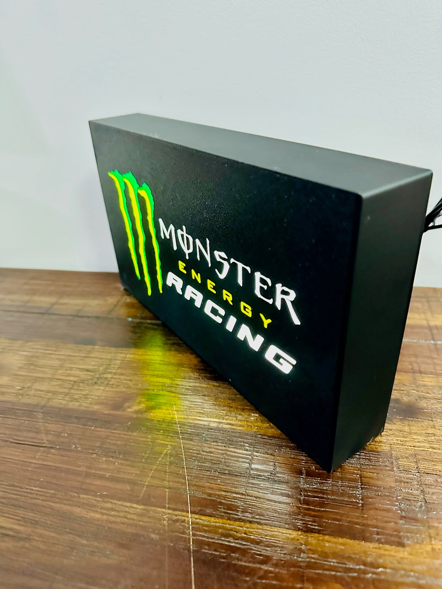 Monster Energy Racing - Bright White & Green Light Up Artwork / LED Wall Art / Display
