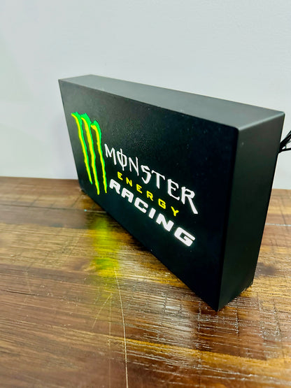 Monster Energy Racing - Bright White & Green Light Up Artwork / LED Wall Art / Display
