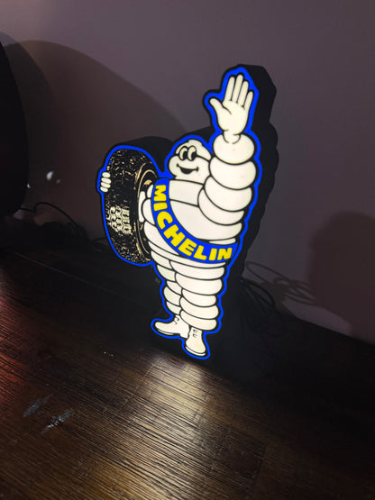 Michelin Man Tyre Logo - LED Light Up Sign / Illuminated Wall Art