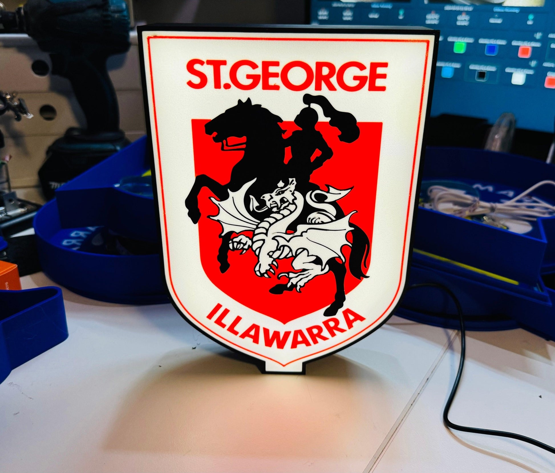 Illawarra St. George Dragons NRL Team Logo - Light Box / Night Light - Michael's 3D World