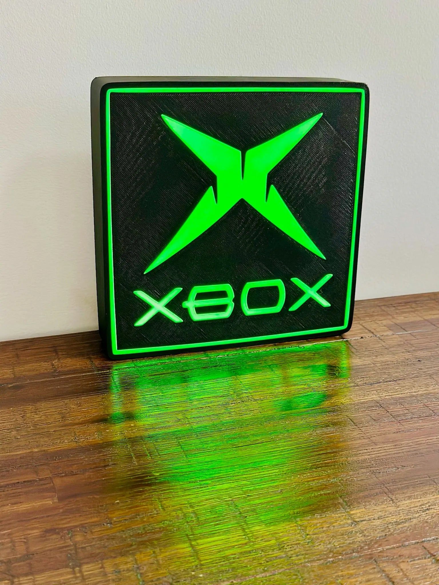 Original Classic XBOX - Bright Green Light Up Wall Art - USB Powered - Michael's 3D World