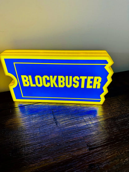 Block Buster Logo - Brilliant Blue & Yellow - USB powered Night Light / Wall Art - Michael's 3D World