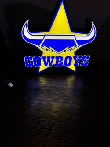 North Queensland NRL Cowboys Logo - LED Light Up Sign - USB Powered