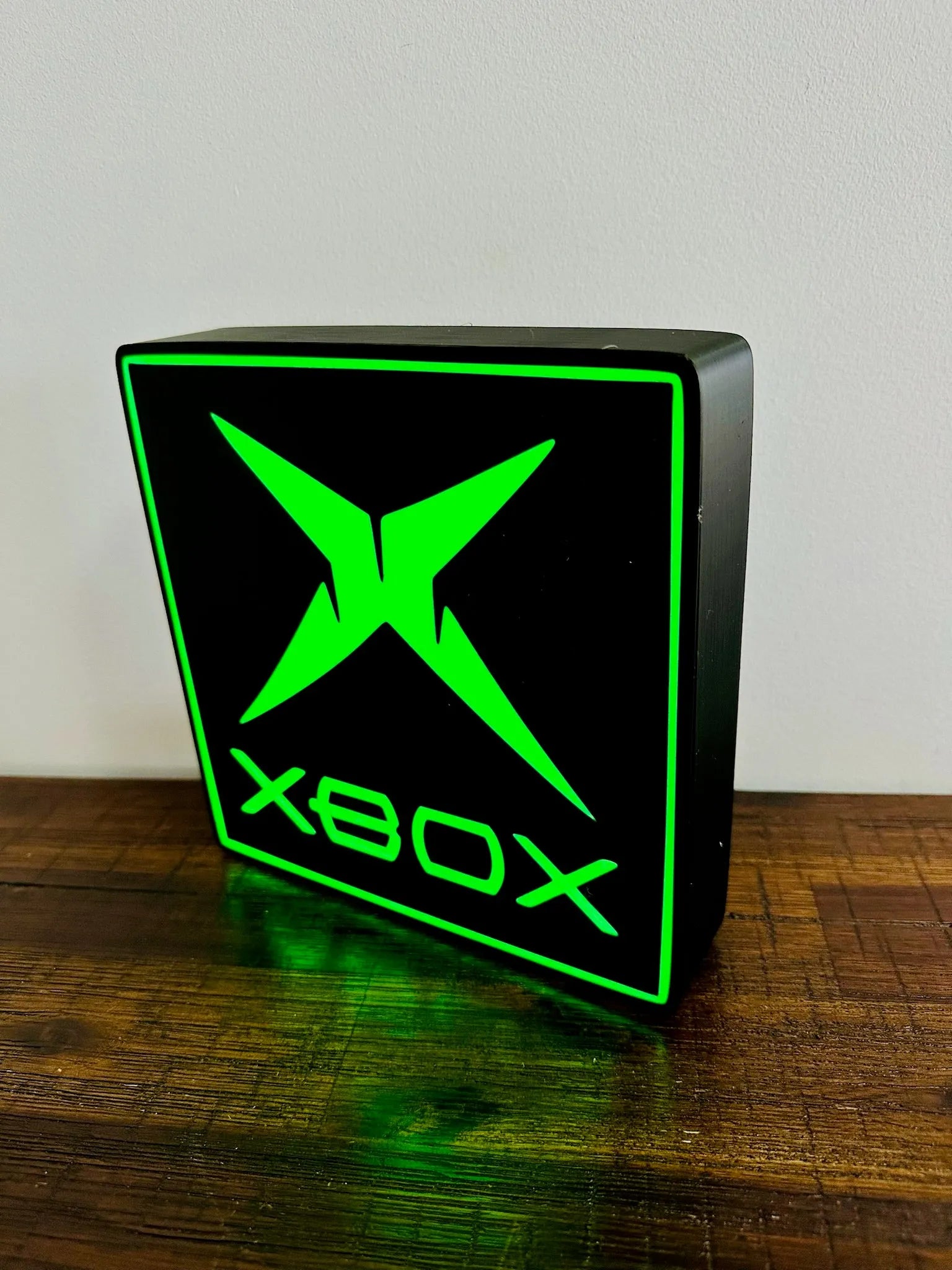 Original Classic XBOX - Bright Green Light Up Wall Art - USB Powered - Michael's 3D World