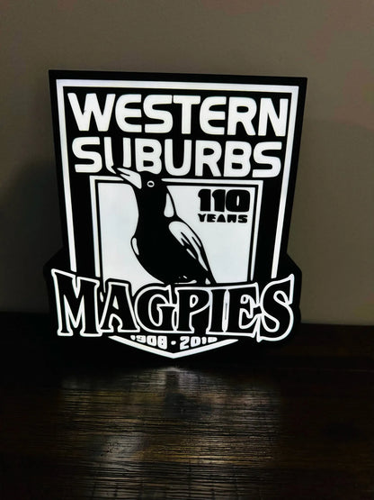 Western Suburbs Magpies - 100 Years - Team Logo - Light Box / Night Light