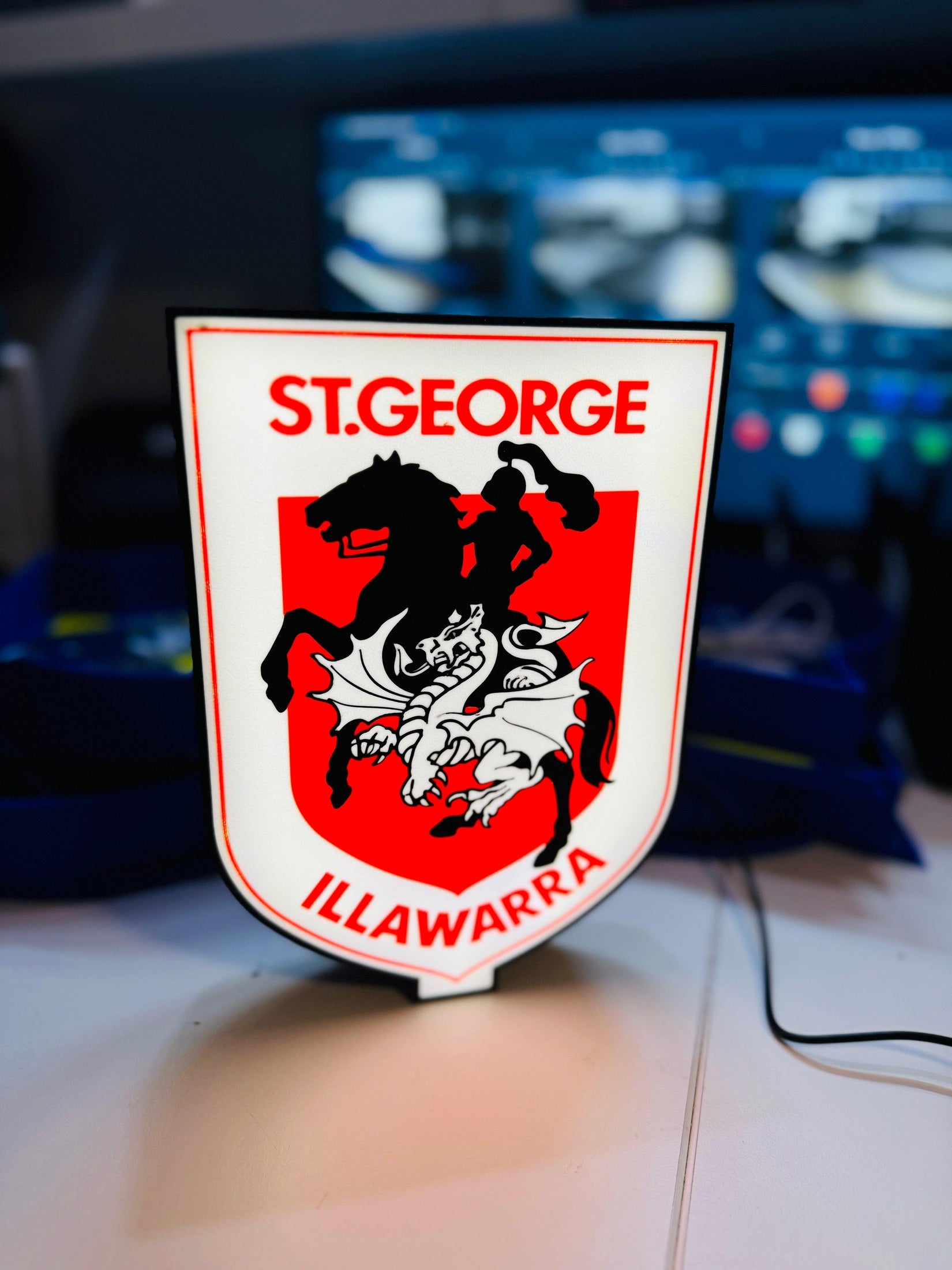 Illawarra St. George Dragons NRL Team Logo - Light Box / Night Light - Michael's 3D World