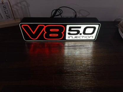 Holden VN VP V8 5.0 Injection Badge Logo - Light Up Artwork / Illuminated Wall Art / LED Display