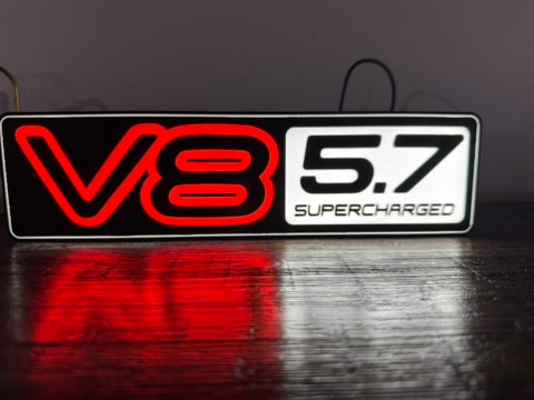 Holden VT VY V8 5.7 Supercharged Badge - Light Up Artwork / Illuminated Wall Art / LED Display Copy