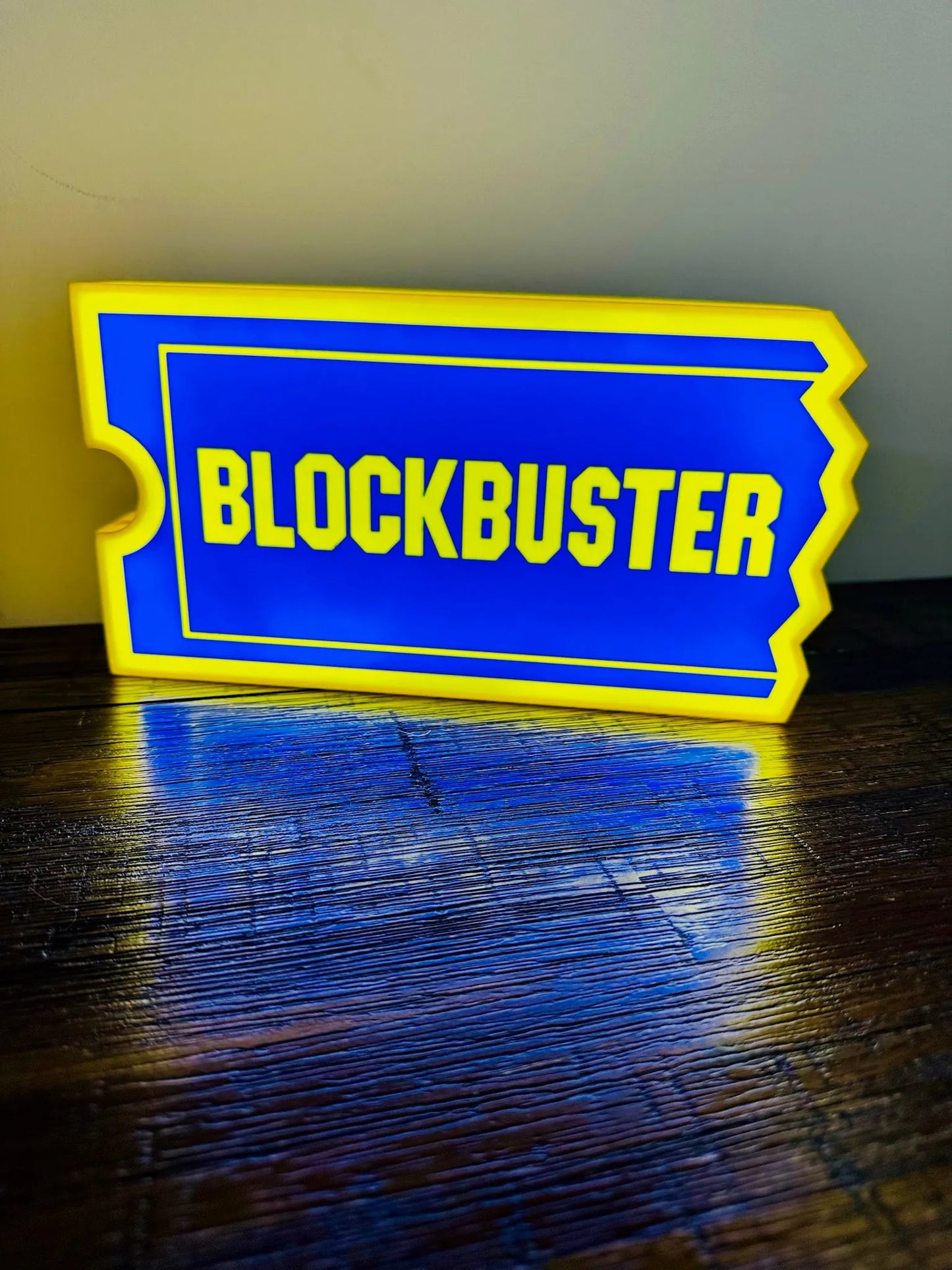 Block Buster Logo - Brilliant Blue & Yellow - USB powered Night Light / Wall Art - Michael's 3D World