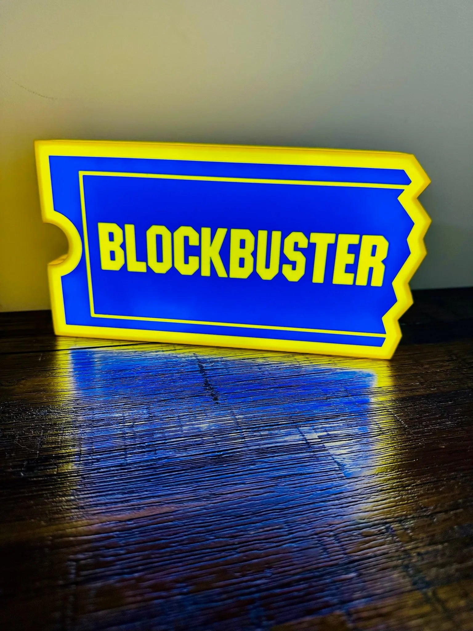 Block Buster Logo - Brilliant Blue & Yellow - USB powered Night Light / Wall Art - Michael's 3D World