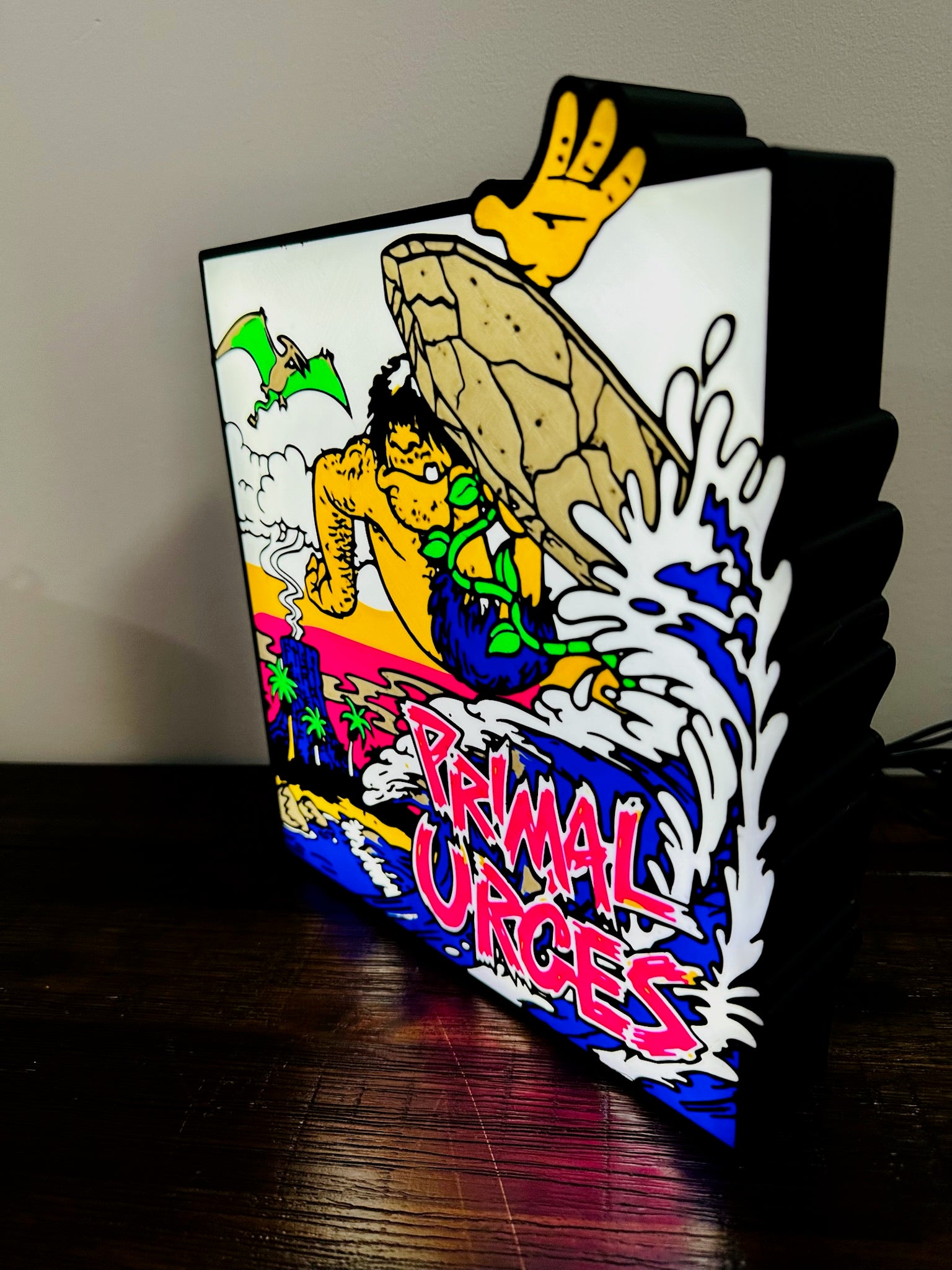 Primal Urges - Surfing Dude - Light Up Artwork / Wall Art / Sign