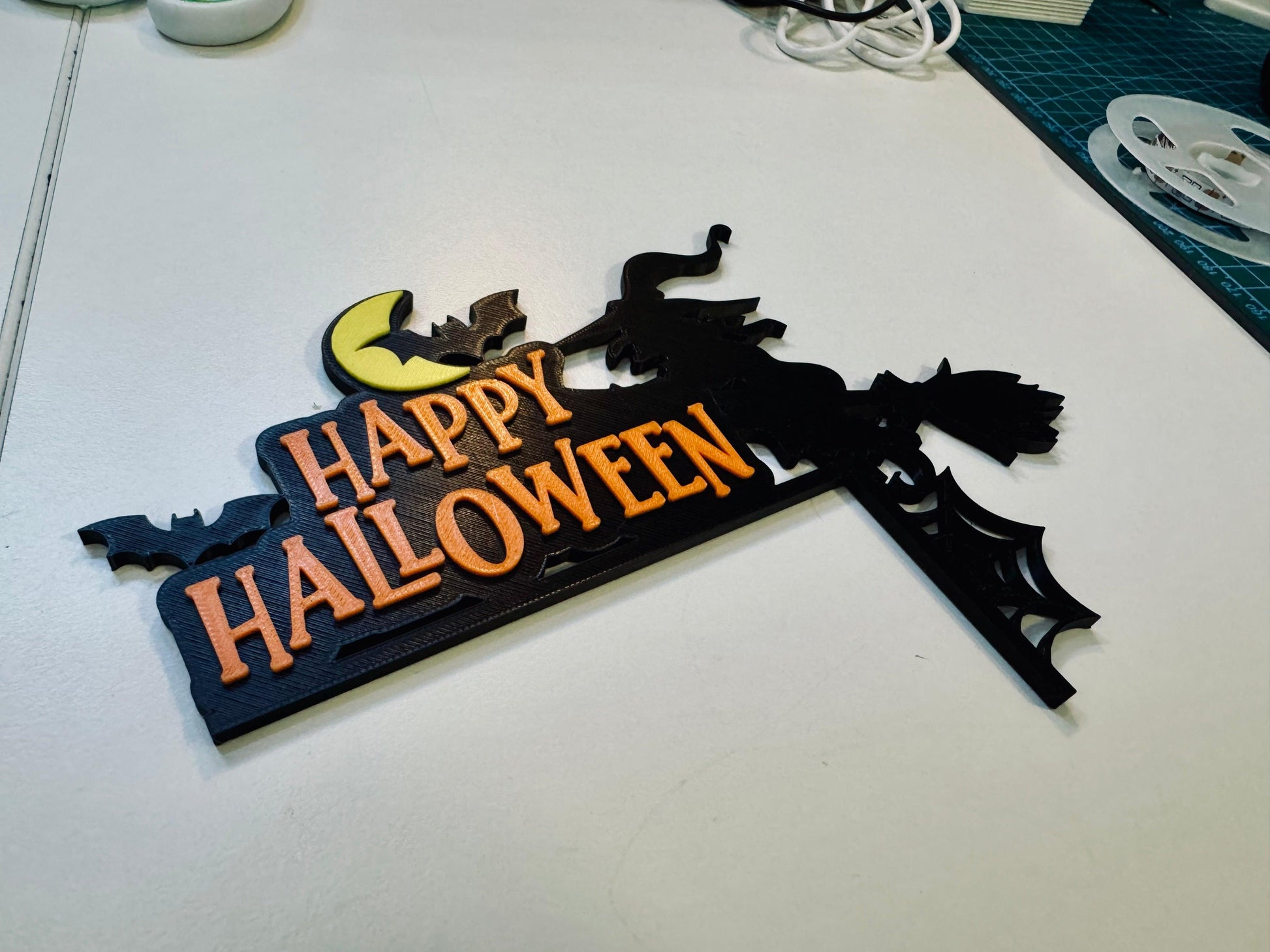 “Happy Halloween” Witch & Broomstick Door Corner Decoration - Michael's 3D World