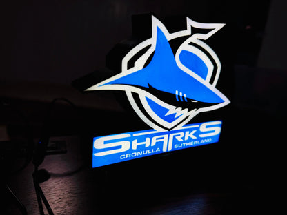 Cronulla Sharks - Light Up Sign / Logo - USB Powered (New Logo) - Michael's 3D World