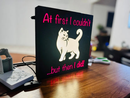 “At first i couldnt” inspirational cat poster - Light Up Sign / Night Light - Michael's 3D World