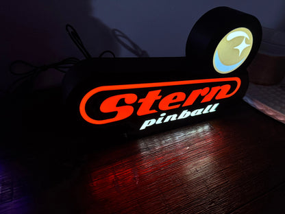 Stern Pinball Logo LED Sign, USB-Powered Night Light: Red & Silver USB Powered Sign