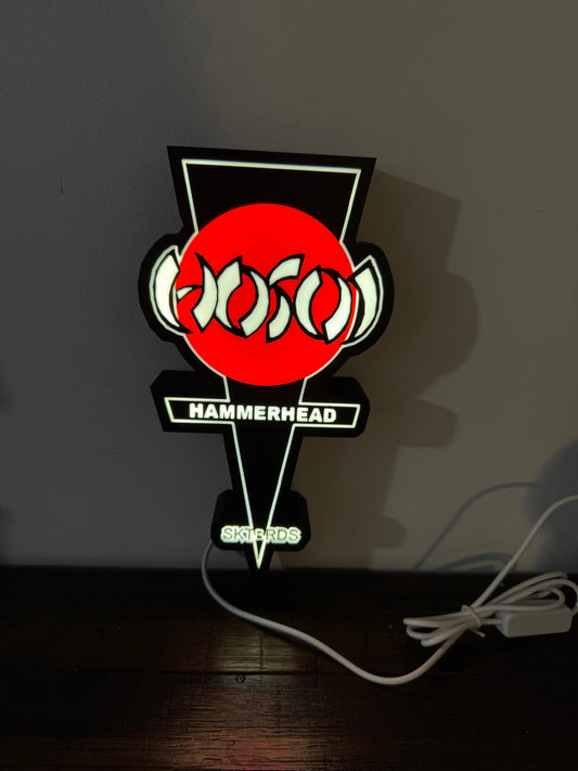 HOSOI Hammerhead SKTBRDS Logo - Skate - LED Light up logo / Sign - USB Powered Wall Art