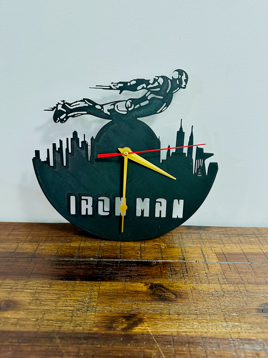 Flying Iron Man Clock - Silent Mechanism and easy to hang!