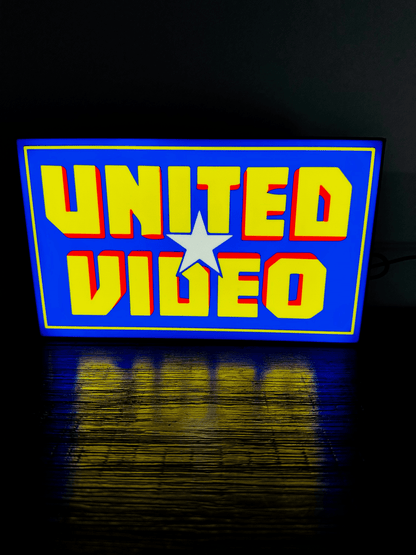 United Video Logo - Light Up Logo/Wall Art - Video Store Rental Nostalgia