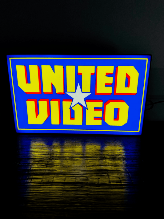 United Video Logo - Light Up Logo/Wall Art - Video Store Rental Nostalgia