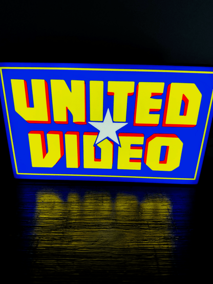 United Video Logo - Light Up Logo/Wall Art - Video Store Rental Nostalgia