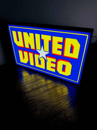 United Video Logo - Light Up Logo/Wall Art - Video Store Rental Nostalgia