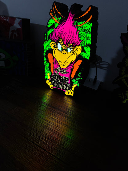 Eddie Reategui Alva - Monkey - Skate Artwork - LED Light Up Artwork / Wall Art / Sign