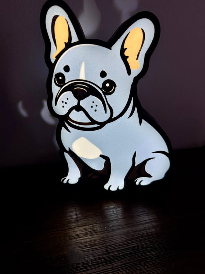 French Bulldog: Frenchie - LED Light Up Sign - USB Powered