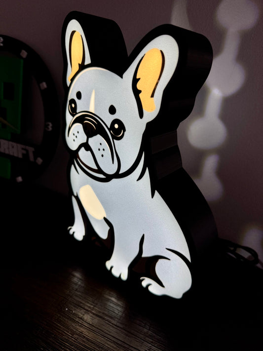 French Bulldog: Frenchie - LED Light Up Sign - USB Powered
