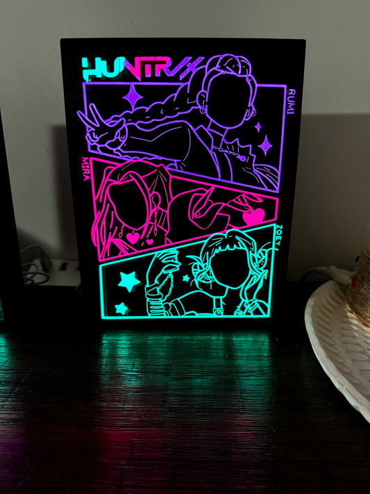 HUNTR/X K‑Pop Demon Hunters - LED Light Up Sign - USB Powered