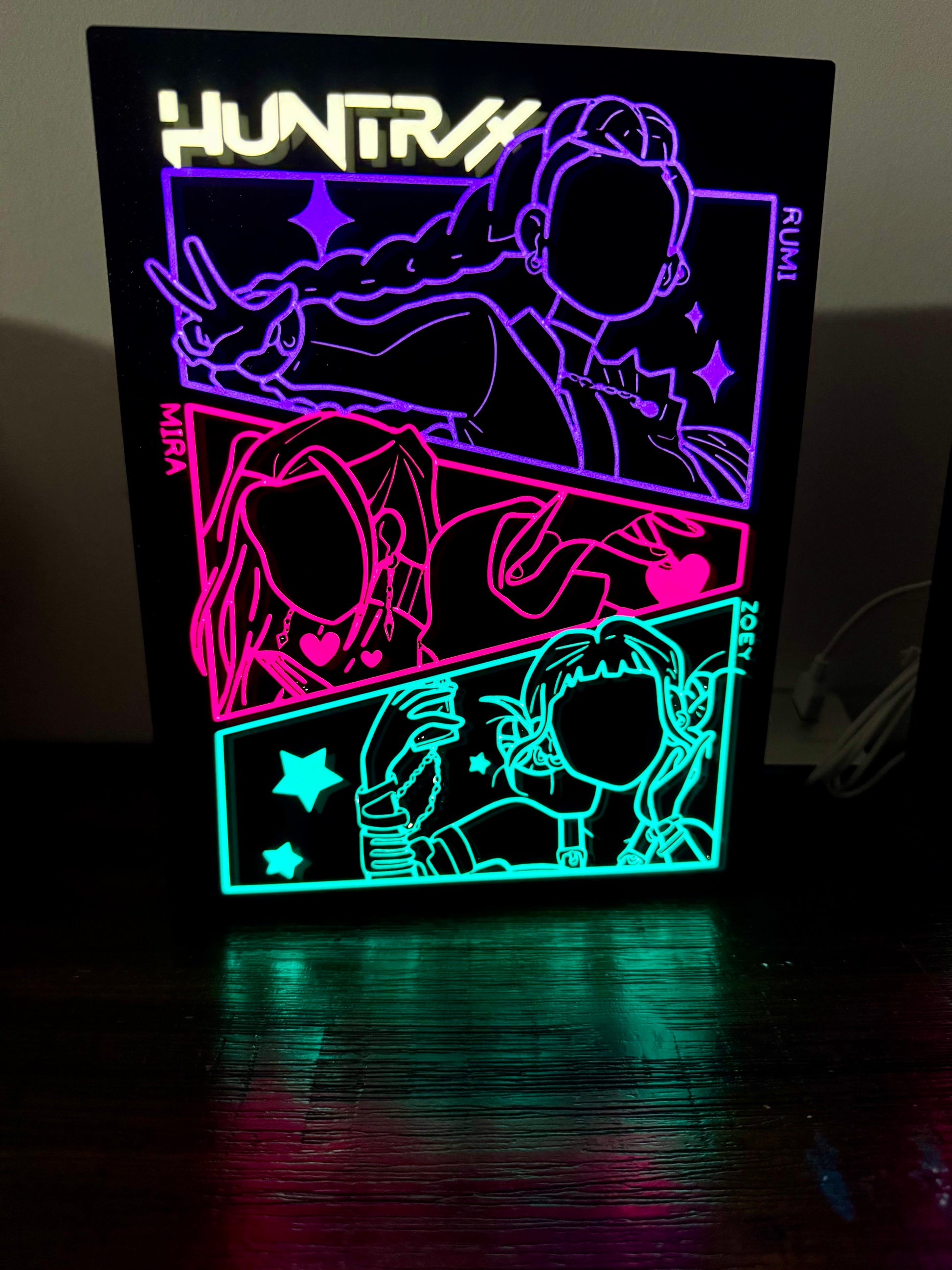 HUNTR/X K‑Pop Demon Hunters - LED Light Up Sign - USB Powered