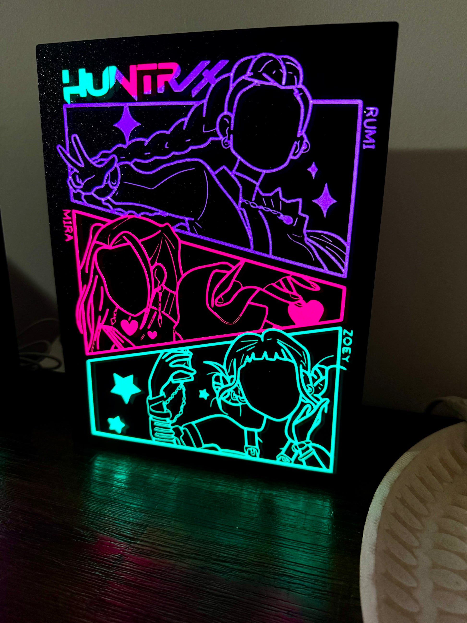 HUNTR/X K‑Pop Demon Hunters - LED Light Up Sign - USB Powered