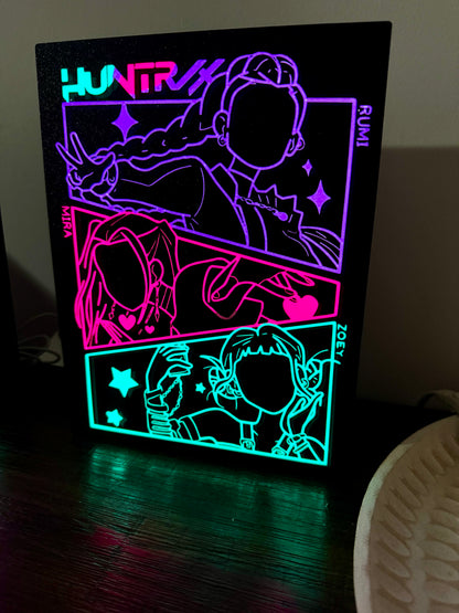 HUNTR/X K‑Pop Demon Hunters - LED Light Up Sign - USB Powered
