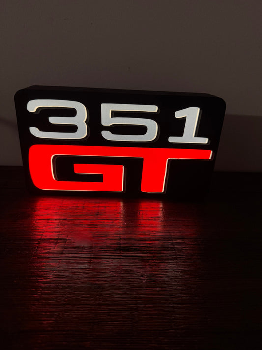Ford 351GT Badge - LED Light Up Sign - USB Powered