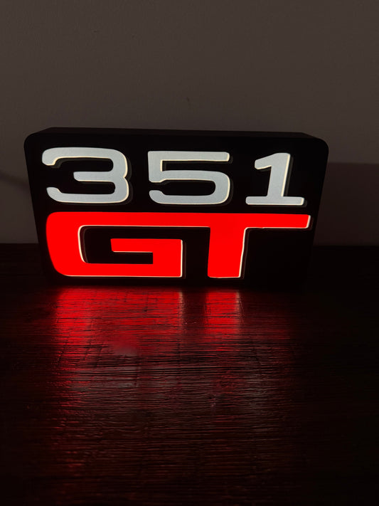 Ford 351GT Badge - LED Light Up Sign - USB Powered