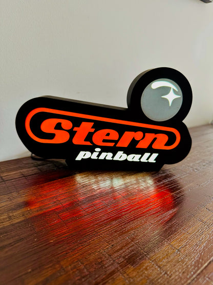 Stern Pinball Logo LED Sign, USB-Powered Night Light: Red & Silver USB Powered Sign