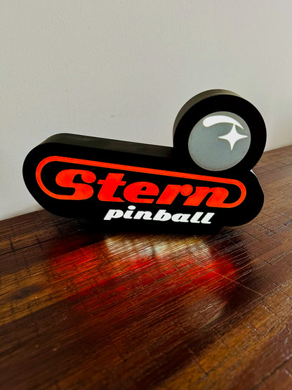 Stern Pinball Logo LED Sign, USB-Powered Night Light: Red & Silver USB Powered Sign