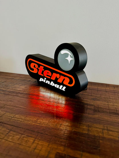 Stern Pinball Logo LED Sign, USB-Powered Night Light: Red & Silver USB Powered Sign