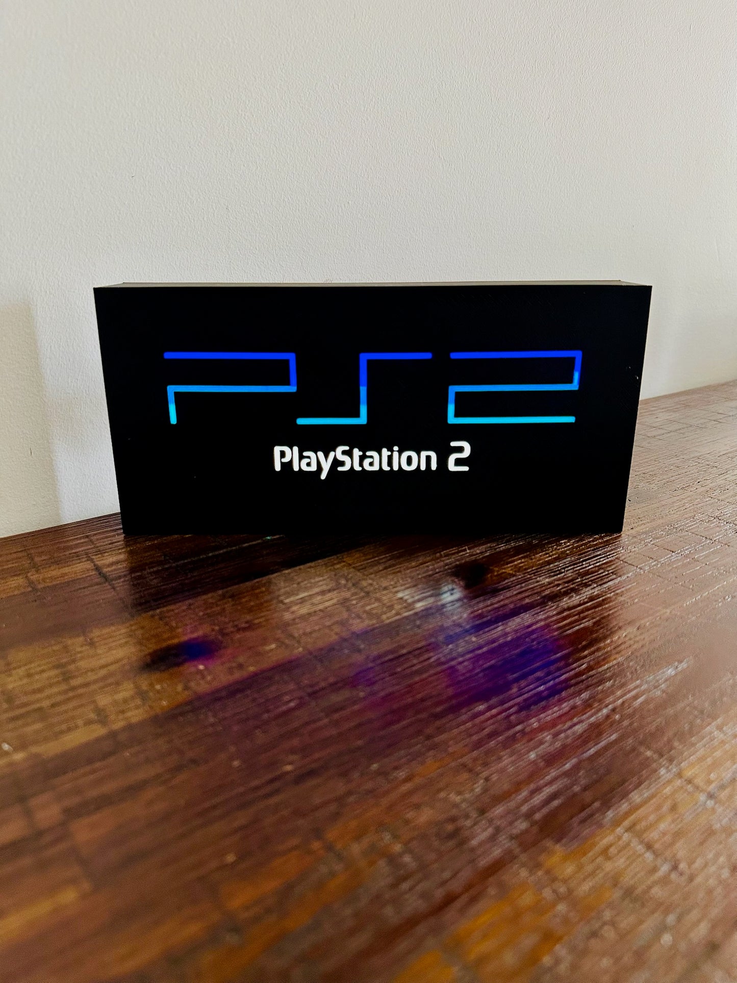 Sony Playstation 2 Logo - Original PS2 Colours - Light Up Wall Art - USB Power