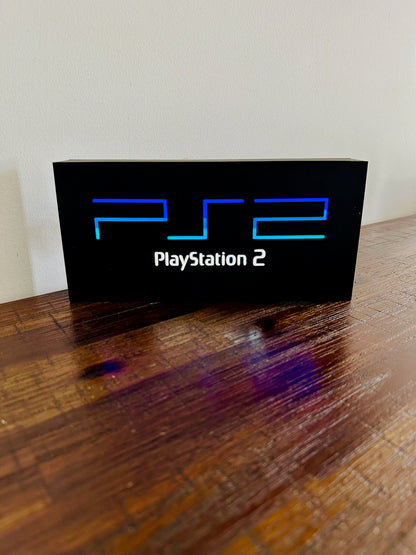 Sony Playstation 2 Logo - Original PS2 Colours - Light Up Wall Art - USB Power