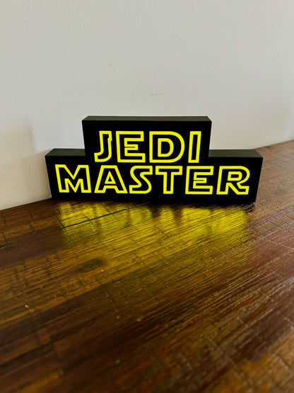 Jedi Master - Star Wars Themed Logo - Night Light / Light Up Wall Art