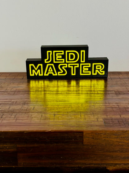 Jedi Master - Star Wars Themed Logo - Night Light / Light Up Wall Art