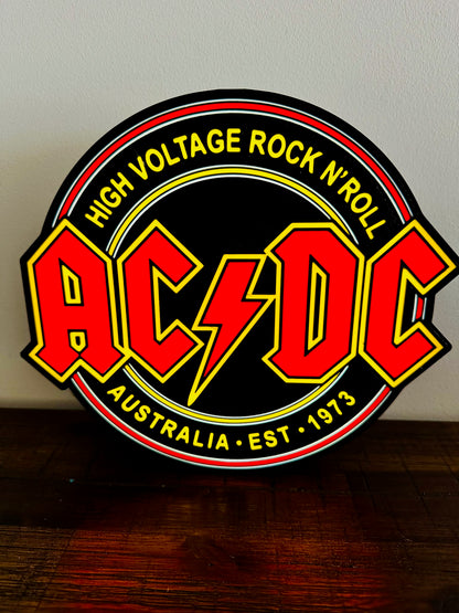 AC/DC - High Voltage Rock n' Roll Logo - Night Light / Light Up Wall Art