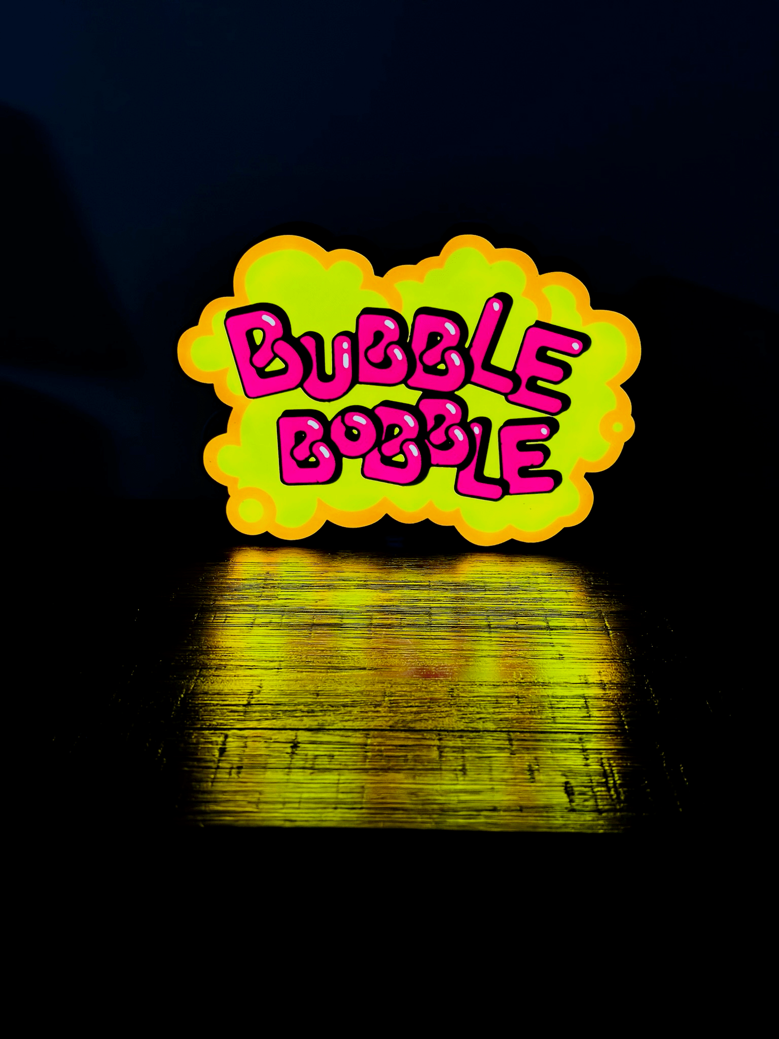 Bubble Bobble Retro Gaming Logo - Night Light / Light Up Wall Art