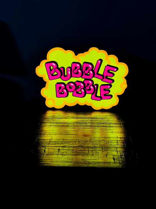 Bubble Bobble Retro Gaming Logo - Night Light / Light Up Wall Art